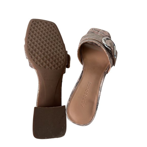 AEROSOLES Rose Gold Metallic Leather Sandals Sz 6.5 - Picture 5 of 6